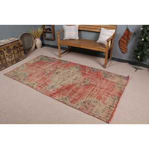 พรมตุรกีขนาด 3.9x8.7 ฟุต พรมวินเทจ พรมขนสัตว์ลายดอกไม้สีแดง - Product Image 1