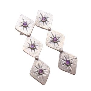 ศิลปะสไตล์พลอยอเมทิส925เงินสเตอร์ลิงห้อยต่างหูเครื่องประดับผู้หญิงอินเทรนด์ขายส่งพลอยเครื่องประดับปรับ - Product Image 1