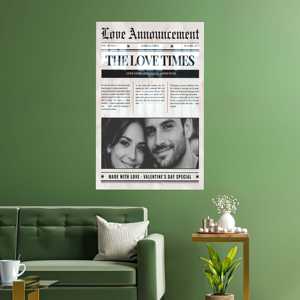 Elegante Lienzo Impreso: Periódico de Amor Personalizado para Parejas, Vidrio - Product Image 1