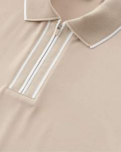 Polo de Manga Corta con Media Cremallera Gris Claro para Hombre, Verano, Suave, Transpirable, con Bolsillo, Diseño Casual, Cómodo para Uso Diario, Top de Moda - Product Image 4