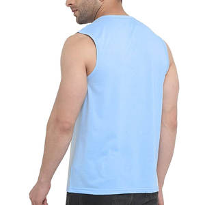 Camiseta sin mangas de entrenamiento de gimnasio de algodón de alta calidad con logotipo personalizado OEM para hombre, camiseta muscular transpirable, diseño de punto informal - Product Image 2