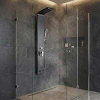 Panneau de douche mural multifonction avec douche pluie, douchette à main et jets doux pour le corps, en acier inoxydable brossé, design moderne pour appartement