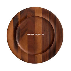 Assiette de présentation en bois naturel Assiette de présentation ronde de qualité supérieure Assiette de présentation en bois de luxe décorative pour mariage - Product Image 2