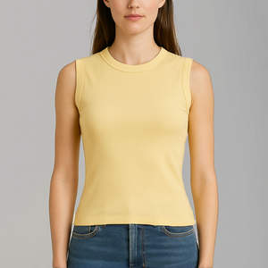 Logo personnalisé Vente en gros Sport basique Gilet Stretch Plaine Sans manches Crop Débardeurs Femmes - Product Image 1