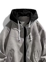 Blouson d'hiver pour homme et femme, à capuche, entièrement zippé, softshell, imperméable, coupe-vent, réversible, beige/marron/gris, fermeture éclair dorée