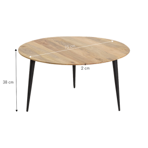 Table basse ronde en bois de manguier et métal - Product Image 3