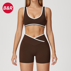 Ensemble de yoga gris pour femme, 2 pièces : Crop top à bretelles spaghetti et Legging taille haute respirant uni pleine longueur - Product Image 5