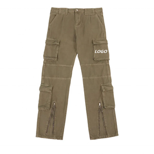 Oem Custom Logo Heavyweight Cotton Twill Ripstop Stacked Jeans <b>Trousers</b> Mens Multifunctional Pockets <b>Work</b> Baggy Cargo Pants - Product Image 6