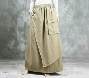 Falda Midi Informal para Mujer, Holgada, con Cintura Elástica, de Poliéster y Elastano - Product Image 3