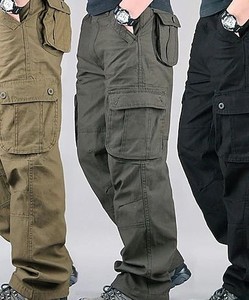 Pantalon cargo décontracté pour homme Rixo Enterprises, 100 % coton, coupe droite, respirant, séchage rapide, fermeture boutonnée, taille mi-haute, poches latérales - Product Image 1