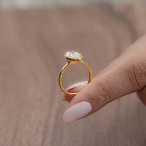 Nouveau design pièce élégante Marquise Lab ensemble de lunette de diamants bague de fiançailles bague en diamant de laboratoire pierre principale bague en or massif 14k - Product Image 3