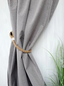 Jute Rope Curtain <b>Tieback</b> with White Cotton Accent Handmade Nautical Style curtain holdback - Product Image 2