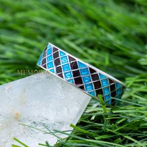 Anillo recubierto de esmalte multicolor de moda hecho a mano anillo de Plata de Ley 925 banda de eternidad joyería Bohemia - Product Image 5