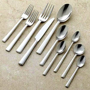 Juego de utensilios de plata decorativos, con muchos descuento, de lujo, con mango de diseño cuadrado Grueso Completo - Product Image 5