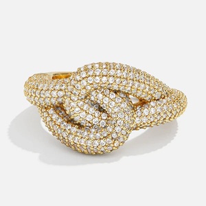 QueenStyle Chunky <b>Thick</b> Twisted Cocktail Half Eternity Dome <b>Ring</b>, VVS GIA IGI Lab-Grown in 14k 18k Gold for Women - DS0097 - Product Image 1