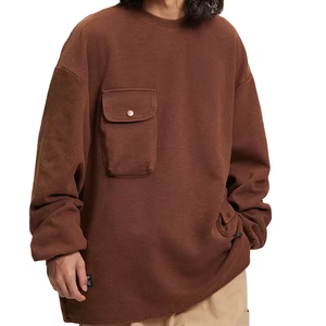 Moda para invierno Sudadera de alta calidad para hombre con punto de gofre y bolsillo de carga Logotipo personalizado Casual DDP Envío - Product Image 1