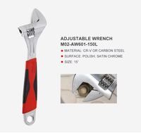 Clé à molette réglable robuste OEM de 15 pouces en acier au carbone CR-V, finition chrome satiné poli, outil à main pour la plomberie et les réparations mécaniques