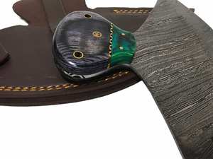 Cuchillo Ullu hecho a mano con hoja de Damasco azul, cuchillo de cocina de acero con mango de madera para uso en la cocina - Product Image 3