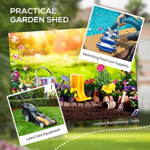 Outsunny <b>Garden</b> <b>Storage</b> <b>Shed</b> with Lockable Door, Window and Air Vent, Grey - Product Image 4