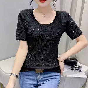 T-shirt décontracté d'été pour femmes 2025, 100% coton, respirant, séchage rapide, élégant, brillant - Product Image 1