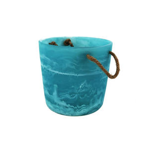 Resin Ice Bucket <b>Parties</b> Round Shape Ice Bucket Newest Design Custom Ice Bucket Made of Resin Sky <b>Blue</b> Color - Product Image 4