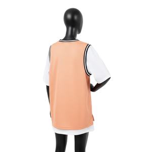 Camiseta de Baloncesto para Mujer, Transpirable, de Malla de Poliéster, con Panel en Contraste Naranja, Logotipo Personalizado por Sublimación - Product Image 5