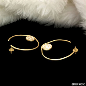 Designer Geometric Stud <b>Earrings</b> <b>Gold</b>-Plated Brass Jewelry Stunning Round Plain <b>Earrings</b> for Engagement Trendy Gift Idea - Product Image 3