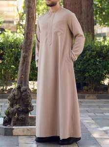 Robe islamique pour homme Jubba arabe ample à manches longues avec col montant brodé pour les musulmans - Product Image 6