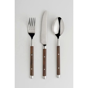Elegant Stainless Steel Gold Polished Cutlery Reusable Flatware Set Long Handle Spoon Fork Green Color Resin Manufacturer's - Product Image 3