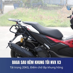 Porte-bagages arrière M-Biker NVX V3, solution idéale pour le transport de sacs et de casques en aluminium pour les motos Yamaha NVX - Product Image 3