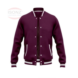 Chaqueta Varsity de Invierno para Hombre ISONZ LEATHER ZONE de Alta Calidad, Cuello de Béisbol, 100% Lana, Ecológica y Transpirable - Product Image 1