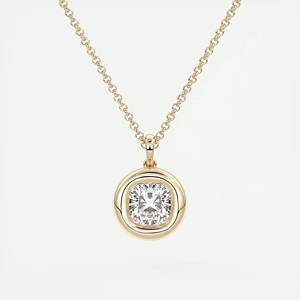 Conjunto de bisel de oro amarillo, collar, cojín, corte brillante, joyería de diamantes cultivados en laboratorio, collares de moda, venta al por mayor, colgante de joyería para mujer - Product Image 1