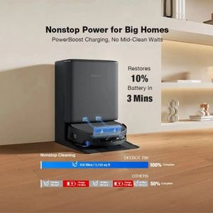 MEILLEUR PRIX pour l'aspirateur robot et serpillière ECOVACS DEEBOT T90 PRO OMNI, aspiration de 30 000 Pa, serpillière à rouleaux OZMO à nettoyage automatique instantané - Product Image 2