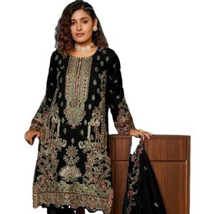 Khalid Work Kurtis bordado de Organza paquistaní cosido para mujer traje de fiesta Formal con Pent y Organza Dupatta - Product Image 2