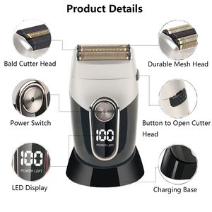Rasoir électrique sans fil pour homme, rasoir rotatif à trois lames, utilisation humide et sèche, étanche IPX7 - Product Image 6