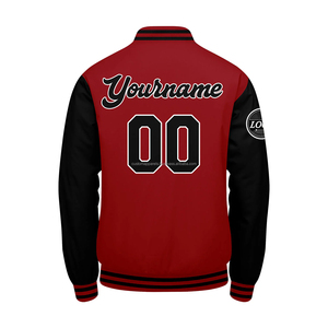 Chaqueta universitaria personalizada con tela de lana y mangas de cuero, cuello levantado de ajuste extragrande, decoración bordada con logotipo en la parte delantera de la chaqueta, con el logotipo en la parte delantera de la MCACVJ-69 - Product Image 3