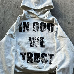 Sudadera con Capucha de Algodón Grueso, Estilo Urbano, con Estampado de Pantalla, Diseño Personalizado, Bolsillo Lateral con Letras, para Hombre - Product Image 1