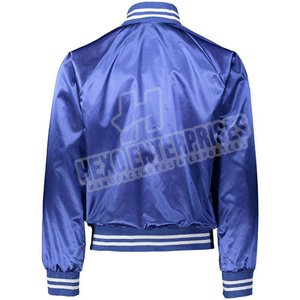 Nueva llegada de calidad personalizada de satén azul mangas Versity chaqueta de alta calidad de color de los hombres usan Versity chaqueta - Product Image 2