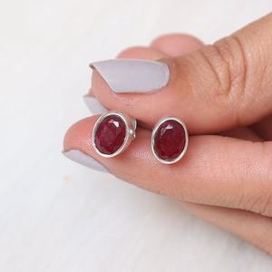 Rubis pierres précieuses boucles d'oreilles bijoux pour femmes argent Boho Style bijoux 925 argent Sterling tendance boucles d'oreilles faites à la main cadeau pour elle - Product Image 2