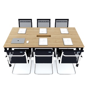 Ministerial <b>Table</b> 200x100cm Made of Melamine-Coated Plywood with Oval Iron Legs Adjustable <b>Office</b> Furniture-HBOV046 - Product Image 4