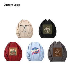 Sudaderas de algodón 100% con logotipo o diseño de impresión personalizado para hombre, sudaderas holgadas de Color sólido para primavera y otoño - Product Image 4