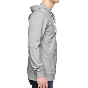 Sweat à capuche unisexe en jersey de coton 100% avec fermeture éclair gris chiné Sweatshirts coupe ample - Product Image 3