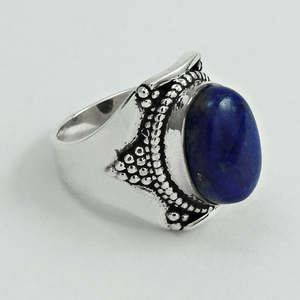 แหวนเงินแท้ 925 ประดับพลอยลาพิส ลาซูลี รูปไข่ ชุบเงิน สไตล์โบฮีเมียน ราคาสมเหตุสมผล - Product Image 1