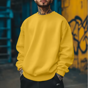 Sweat-shirt pour homme à épaules tombantes surdimensionné, logo personnalisé, plusieurs couleurs unies, poids lourd, 480 GSM, 100% coton molletonné - Product Image 1