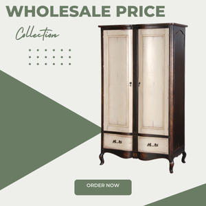 Armoire en bois de teck équipée de 2 portes 2 tiroirs inférieurs et cintres meubles de chambre pour chambre appartement villa - Product Image 6