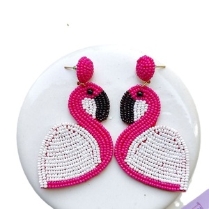 Boucles d'oreilles en perles vintage en or ivoire pour femmes patriotique Memorial Day Orange blanc bleu couleur accessoires de mariage de créateur - Product Image 6