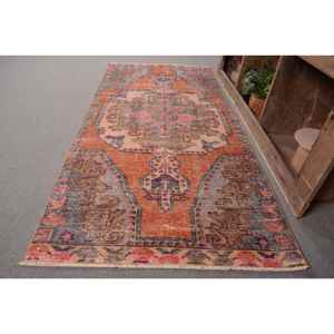 Vintage 3.3 X 7.3ft Tapis Turc Classique Orange Beige Patchwork Laine Tapis pour Salon Décorations 4m Largeur Latex 9x12 - Product Image 2