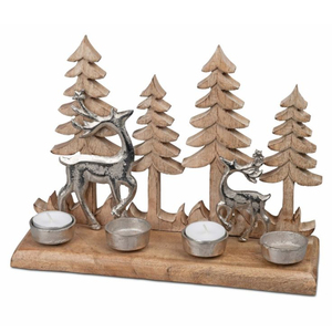 Soporte de luz de té de metal de alta calidad con diseño de Reno elegante Base de madera Tarro de vela de Navidad para decoración del hogar - Product Image 3