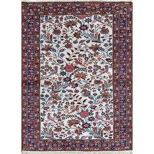 Alfombras de Lana Anudadas a Mano Aalam, Diseño Floral y Abstracto en Color Marfil, Alfombra Grande para Uso Doméstico - Pae-4086 para Entrada, Pasillo o Habitación - Product Image 1