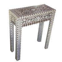 Table basse marocaine artisanale en os incrusté, design unique et exotique, multifonctionnelle, écologique, pour entrée et salon